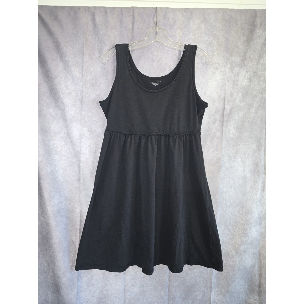 Garnet Hill Dress Womens Meduim Black Tank Mini Cotton Knit Minimalist Summer